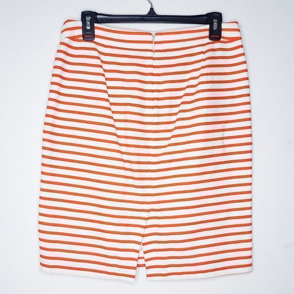 J Crew The Pencil Skirt Red and Cream Striped Size 4 - Picture 4 of 6
